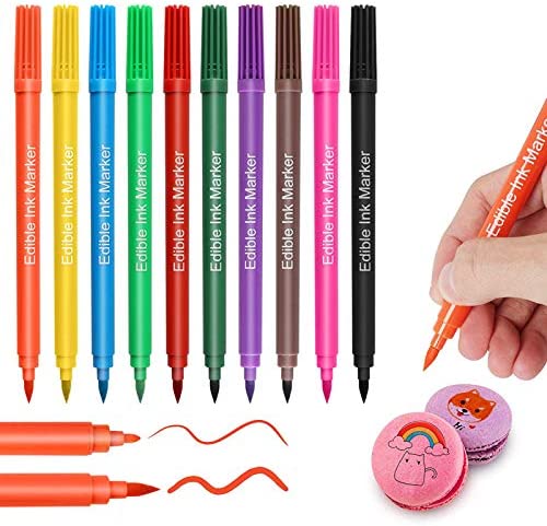 Food Coloring Markers, EASTHUA 10 Colors Double Sided Edible Pigment Pen with Fine & Thick Tip, Edible Gourmet Writer Food Grade Decorator Pens for Decorating Cookies, Cakes, Fondant, Desserts, Easter Eggs Writing