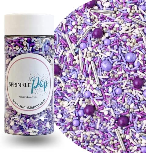 Perfectly Purple| Valentine’s Day Princess Bridal Shower Wedding Colorful Candy Sprinkles Mix For Baking Edible Cake Decorations Cupcake Toppers Cookie Decorating Ice Cream Toppings, 4OZ